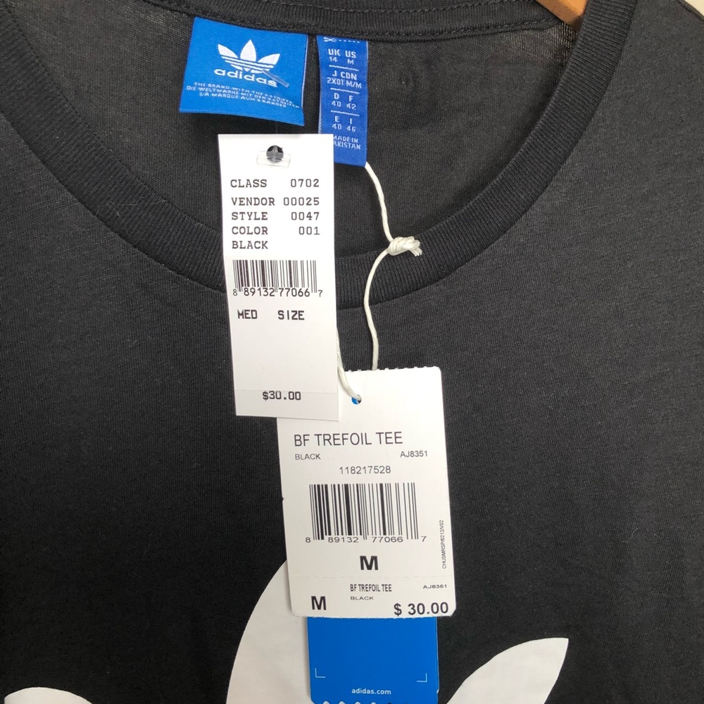 Adidas black trefoil tee NWT - Picture 7 of 8